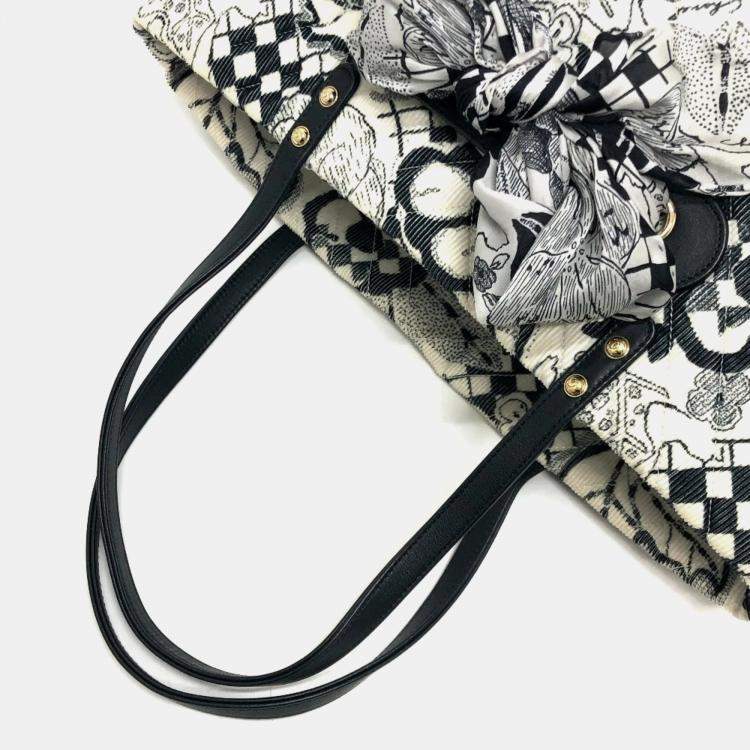 Pre Owned  Chanel White Canvas Printed Camellia Tote Bag 