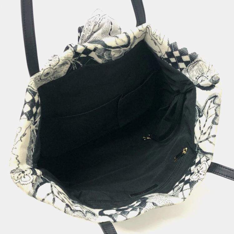 Pre Owned  Chanel White Canvas Printed Camellia Tote Bag 