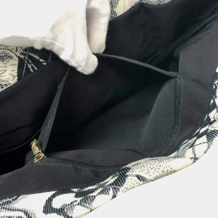 Pre Owned  Chanel White Canvas Printed Camellia Tote Bag 