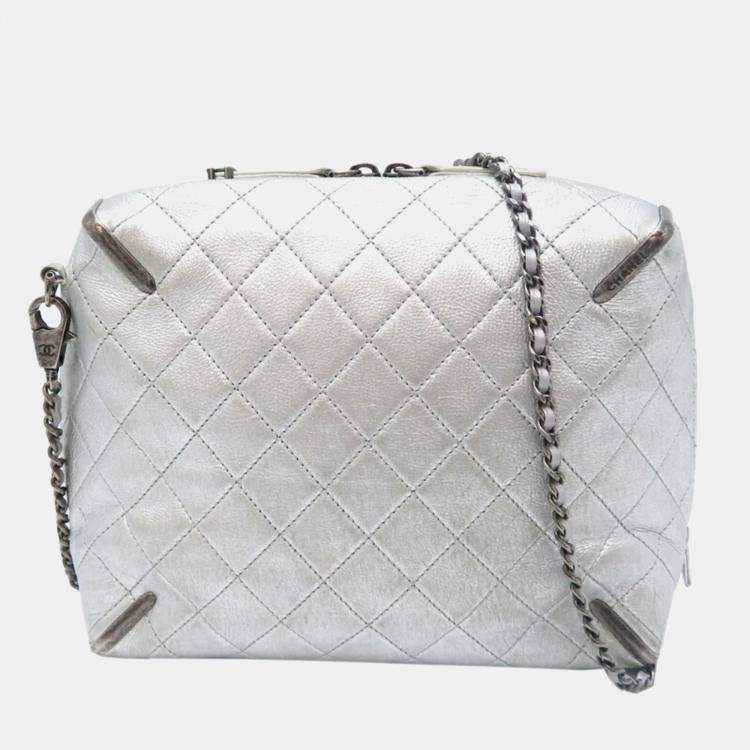 Pre Owned Chanel Leather Silver Gabrielle Chain Shoulder Bag