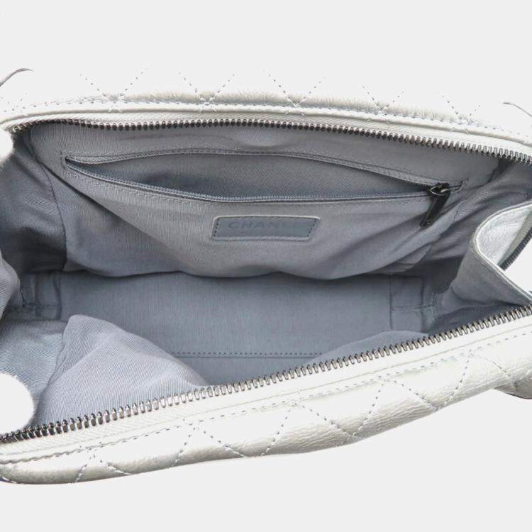 Pre Owned Chanel Leather Silver Gabrielle Chain Shoulder Bag