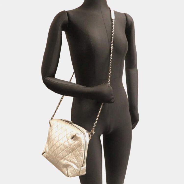 Pre Owned Chanel Leather Silver Gabrielle Chain Shoulder Bag