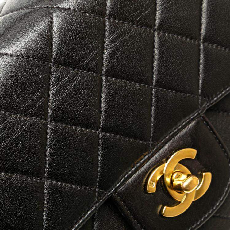 Pre Owned Chanel Black Lambskin Parent Child Kelly Set Top Handle Bag