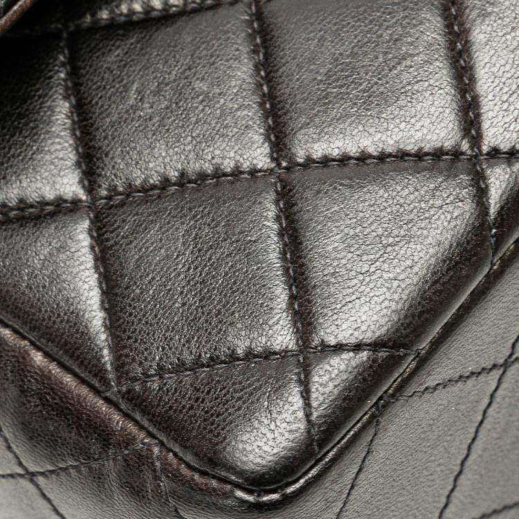 Pre Owned Chanel Black Lambskin Parent Child Kelly Set Top Handle Bag