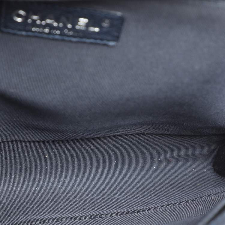 Pre Owned Chanel Blue Quilted Leather Large Boy Flap Bag
