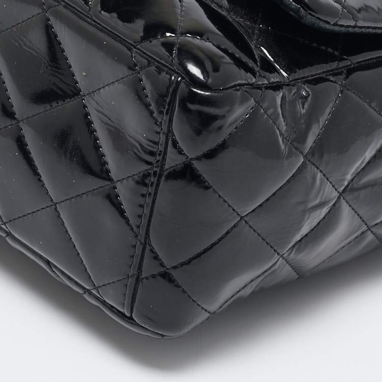 Pre Owned Chanel Black Quilted Patent Leather Maxi Classic Single Flap Bag