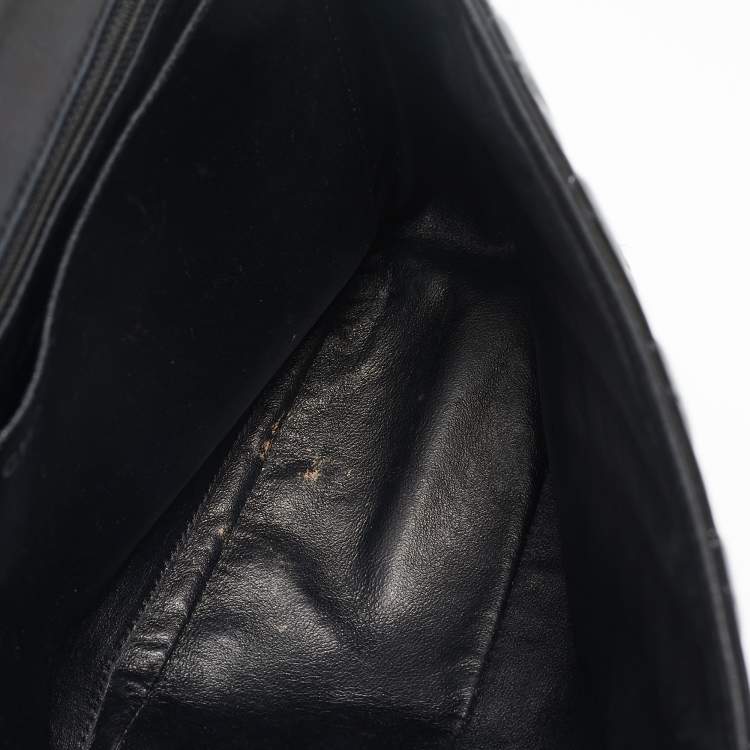 Pre Owned Chanel Black Quilted Patent Leather Maxi Classic Single Flap Bag
