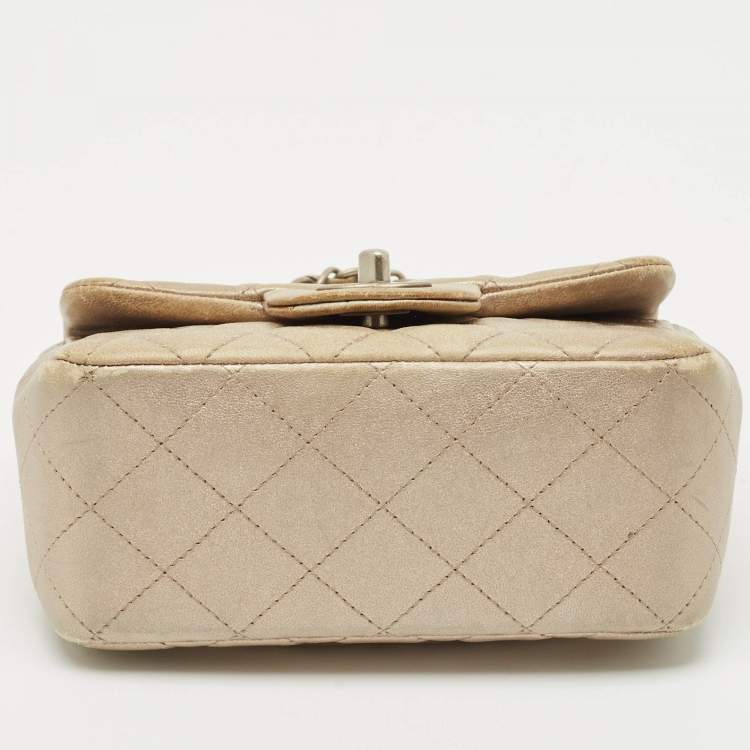 Pre Owned Chanel Grey Quilted Leather Mini Square Classic Flap Bag