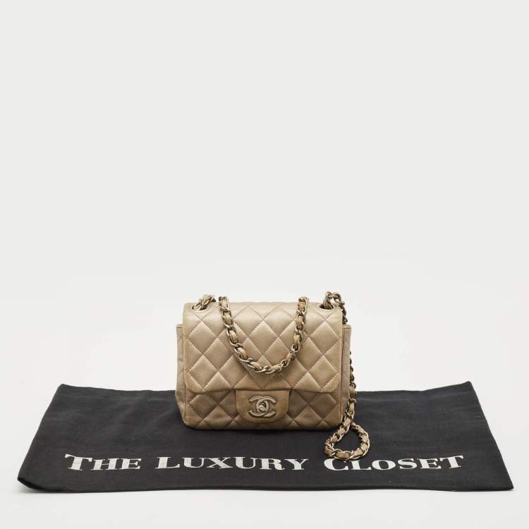 Pre Owned Chanel Grey Quilted Leather Mini Square Classic Flap Bag