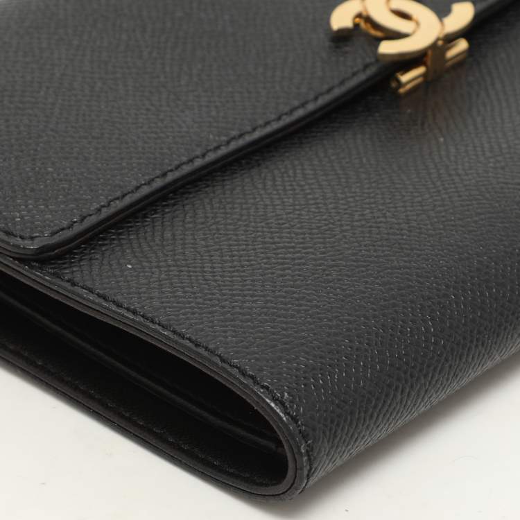 Pre Owned Chanel Black Leather Vintage CC Flap Wallet