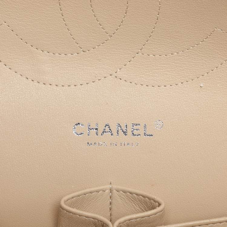 Pre Owned Chanel Yellow Striped Patent Leather Jumbo Classic Double Flap Bag