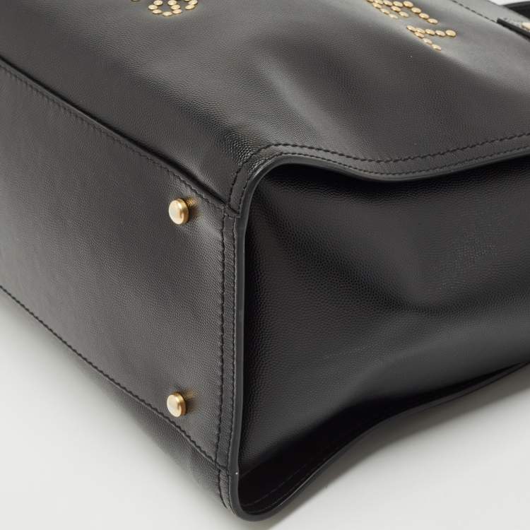 Pre Owned Chanel Black Caviar Leather Small Studded Deauville Tote