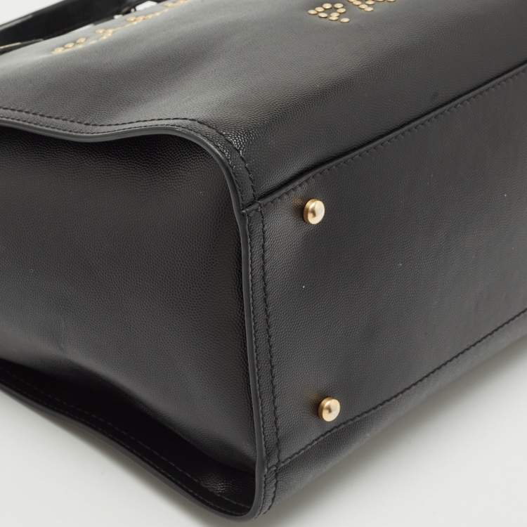 Pre Owned Chanel Black Caviar Leather Small Studded Deauville Tote