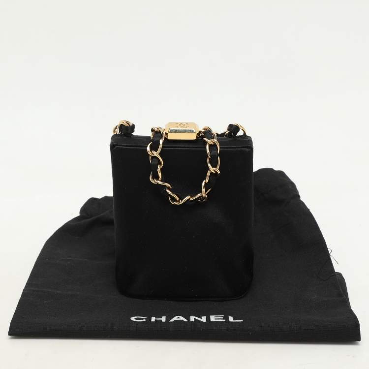 Pre Owned Chanel Black Satin CC Chain Pouch