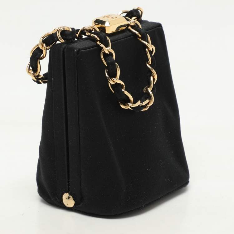 Pre Owned Chanel Black Satin CC Chain Pouch