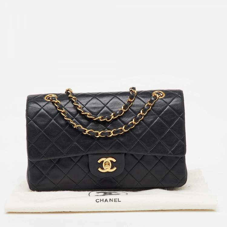 Pre Owned Chanel Black Quilted Leather Medium Classic Double Flap Bag