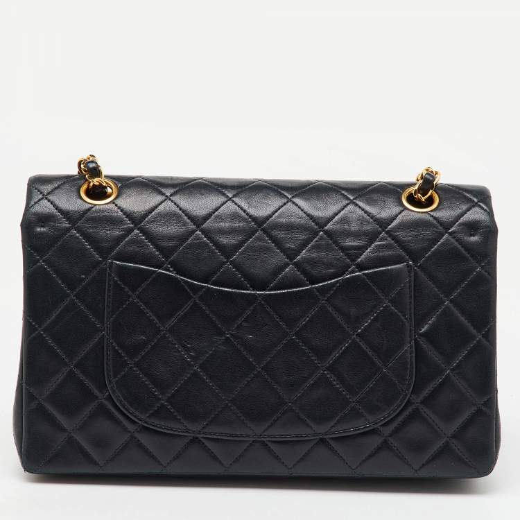 Pre Owned Chanel Black Quilted Leather Medium Classic Double Flap Bag