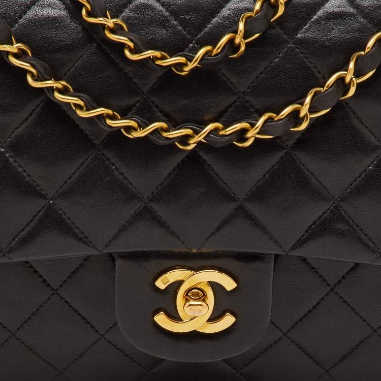 Pre Owned Chanel Black Quilted Leather Medium Classic Double Flap Bag