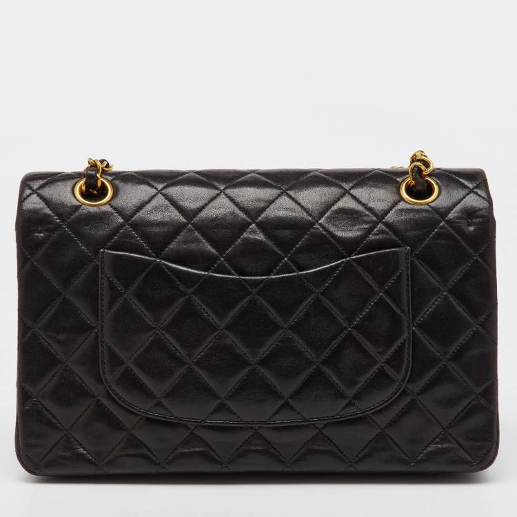 Pre Owned Chanel Black Quilted Leather Medium Classic Double Flap Bag