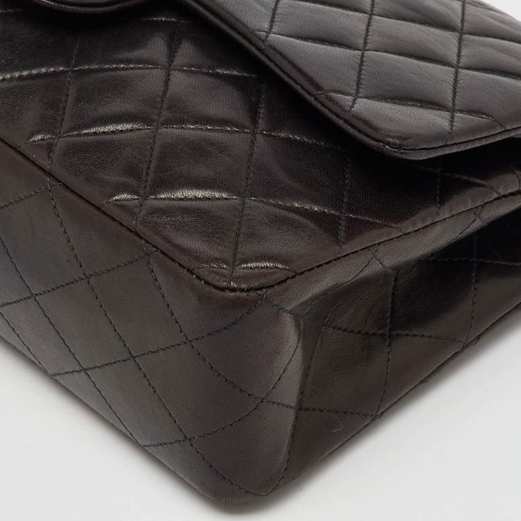 Pre Owned Chanel Black Quilted Leather Medium Classic Double Flap Bag