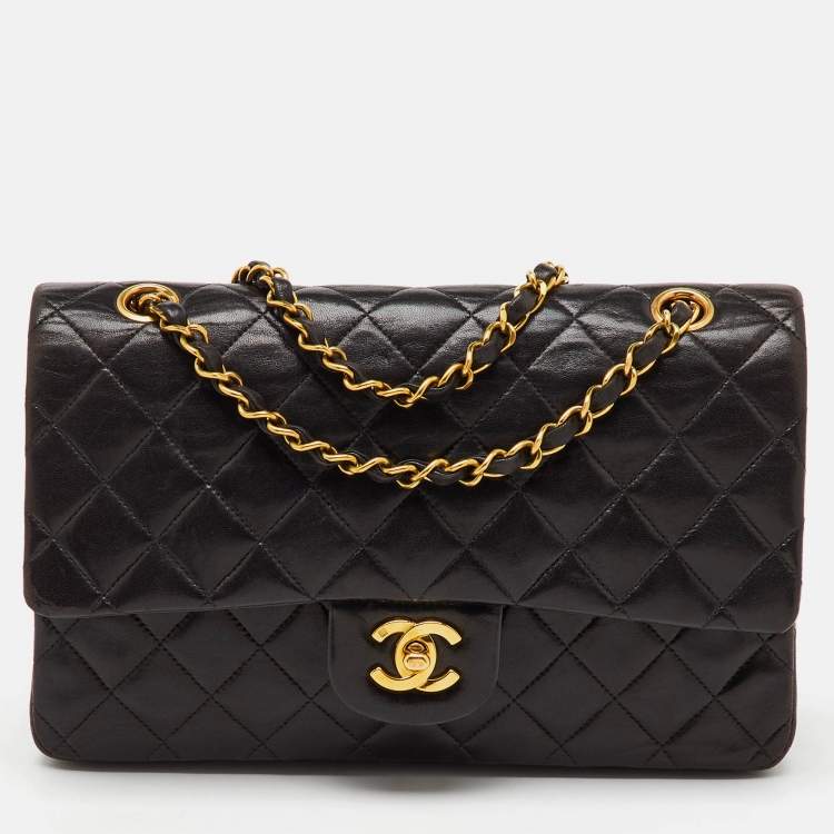 Pre Owned Chanel Black Quilted Leather Medium Classic Double Flap Bag