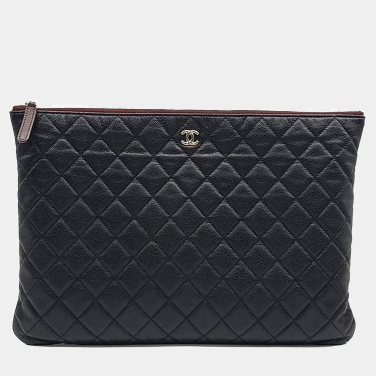 مملوكة مسبقًا Chanel Black Caviar Leather Clutch Large