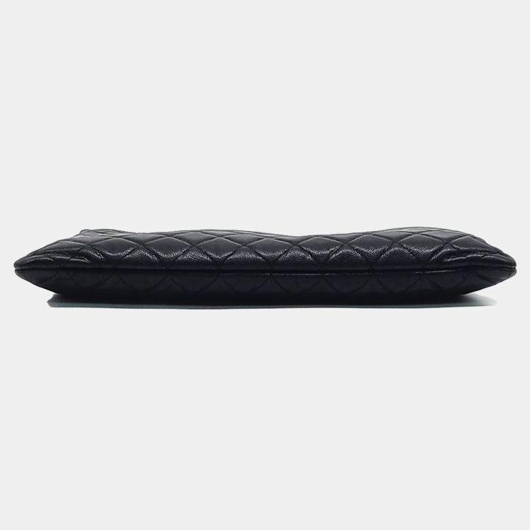 مملوكة مسبقًا Chanel Black Caviar Leather Clutch Large