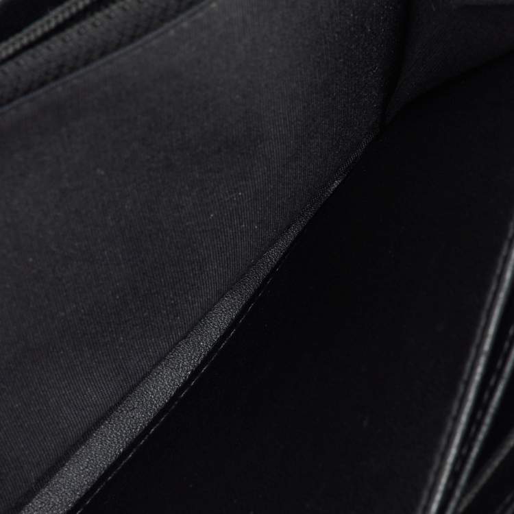 Pre Owned Chanel Black Quilted Leather Boy Zip Around Wallet