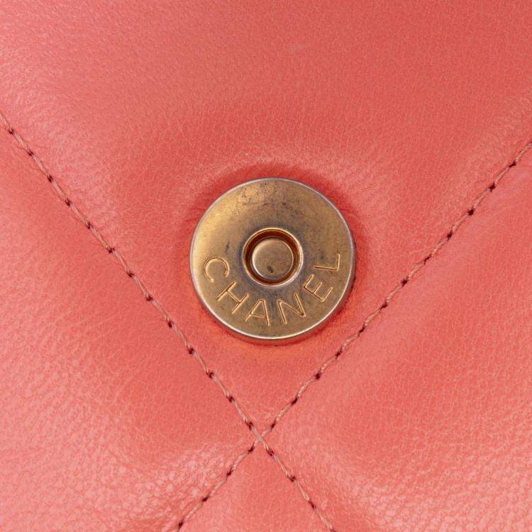 Pre Owned Chanel Pink Quilted Lambskin 19 Wallet on Chain