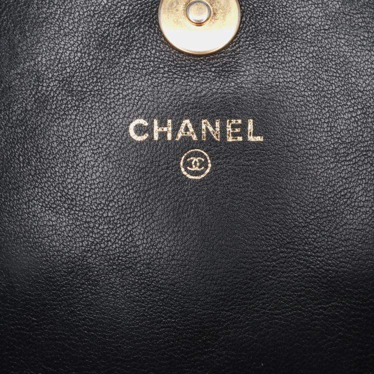 Pre Owned Chanel Black Mini Quilted Calfskin Coco Mail Clutch with Chain