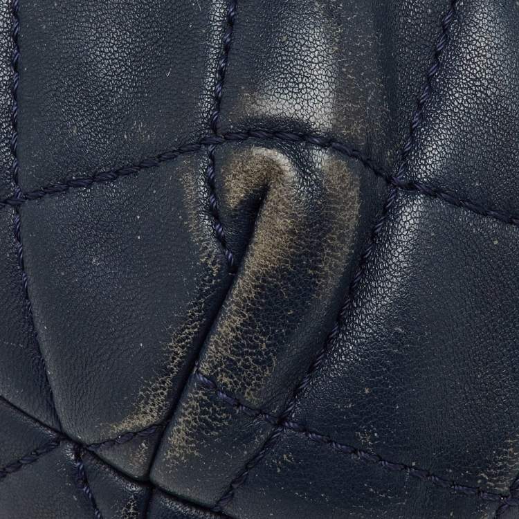 Pre Owned Chanel Navy Blue Quilted Leather Daily Supple Flap Bag
