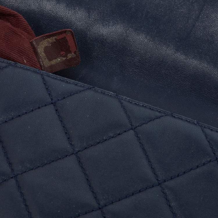 Pre Owned Chanel Navy Blue Quilted Leather Daily Supple Flap Bag