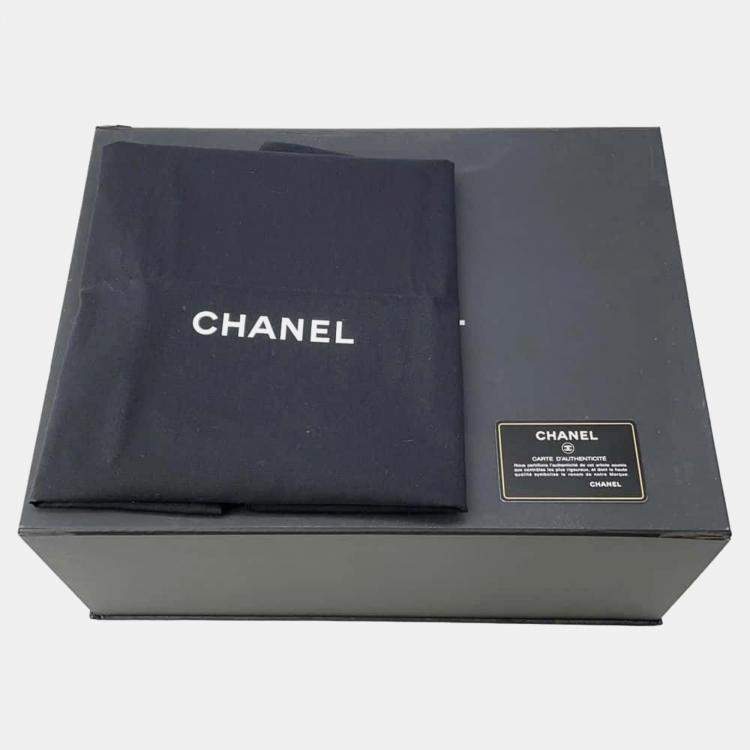 Pre Owned Chanel Deauville Chain tote Bag Gray Raffia Leather Size Mm