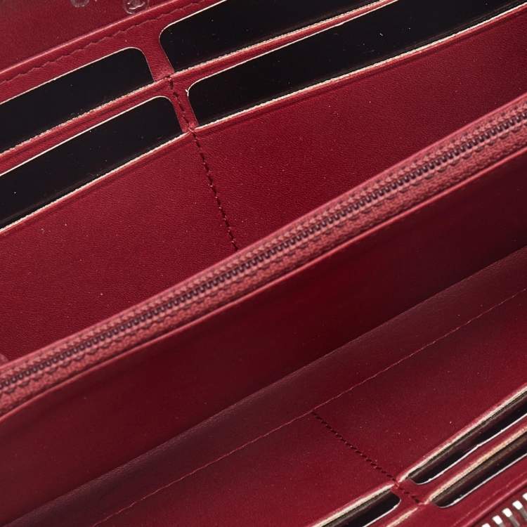 Pre Owned Chanel Red Ultra Stitch Leather CC Zip Continental Wallet