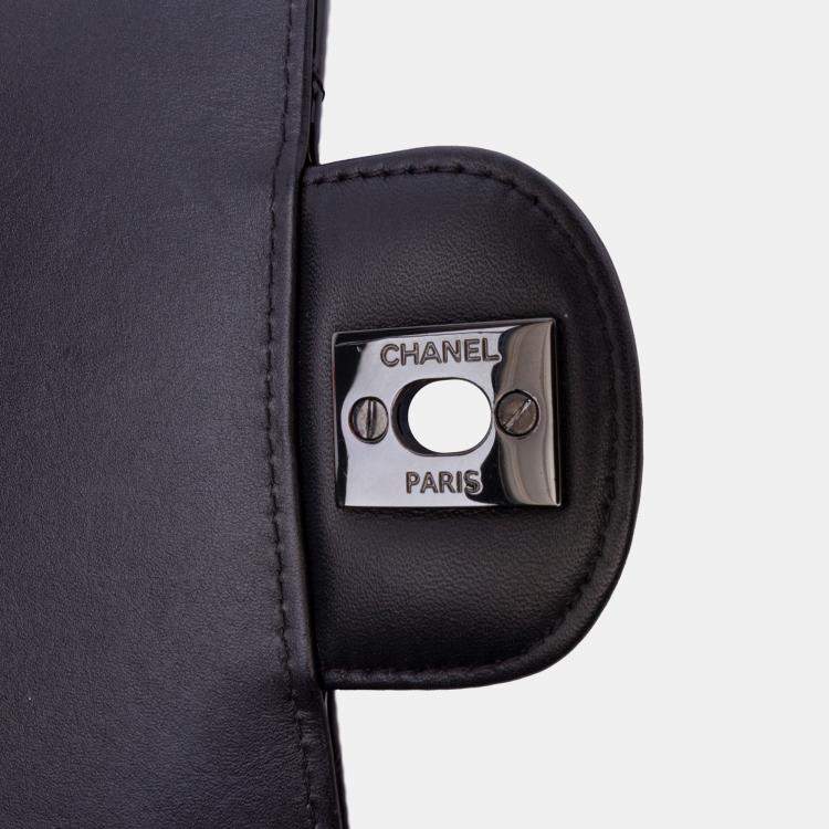 Pre Owned Chanel Black Mini Square Classic Patent So Black Single Flap