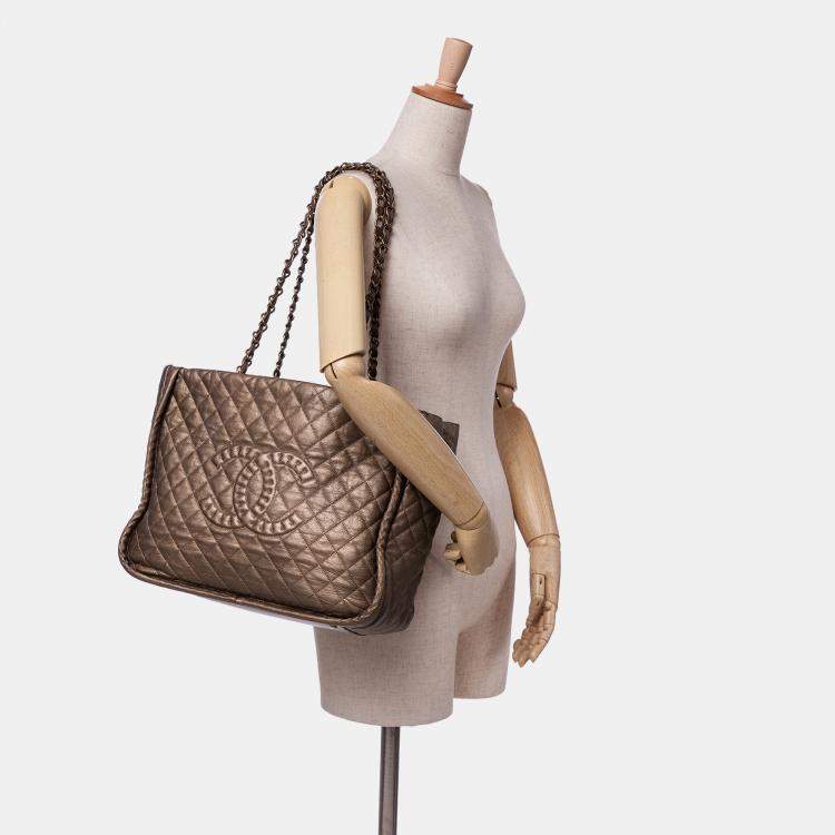 Pre Owned Chanel Brown CC Quilted Calfskin Istanbul Tote
