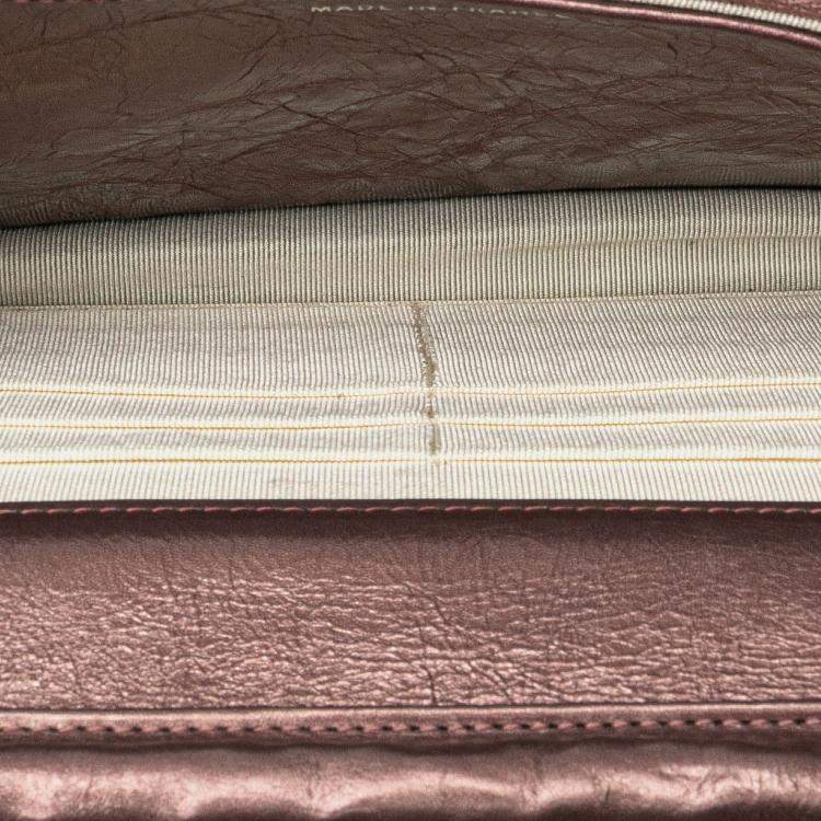 Pre Owned Chanel Pink Reissue 2.55 Quilted Metallic Aged Calfskin Wallet on Chain