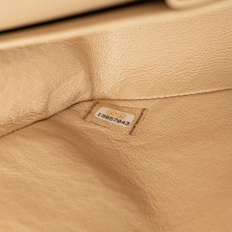 Pre Owned Chanel Beige Medium Classic Caviar Double Flap