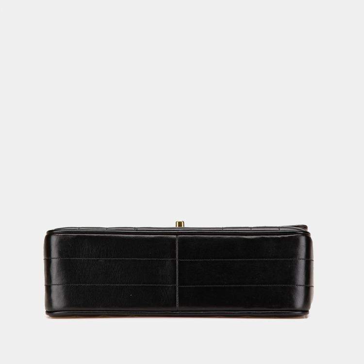 Pre Owned Chanel Black Lambskin Mademoiselle Kelly Top Handle Bag