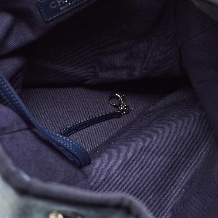 Pre Owned Chanel Blue Denim and Leather Sequin Embellished Deauville Backpack 