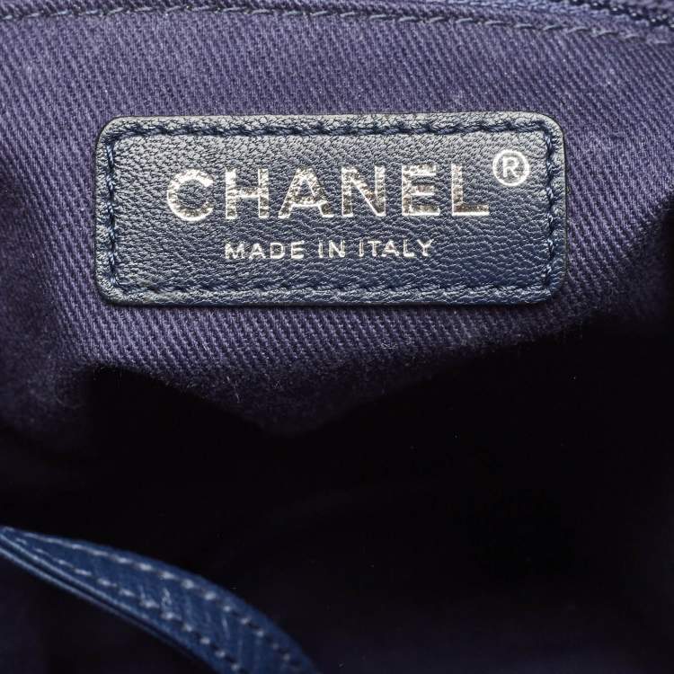Pre Owned Chanel Blue Denim and Leather Sequin Embellished Deauville Backpack 