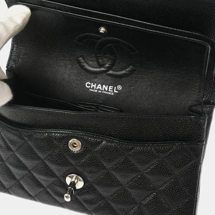 Pre Owned Chanel Black Calfskin Small Classic Double Flap Shoulder Bag