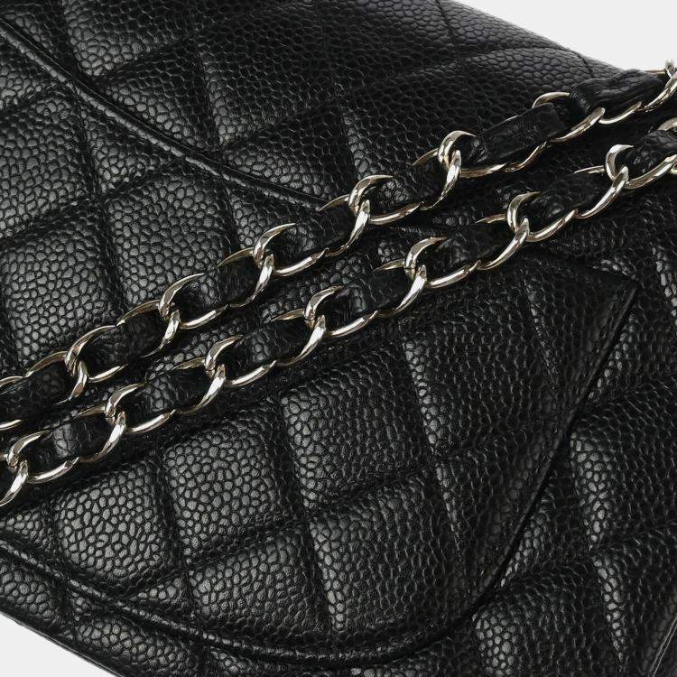 Pre Owned Chanel Black Calfskin Small Classic Double Flap Shoulder Bag