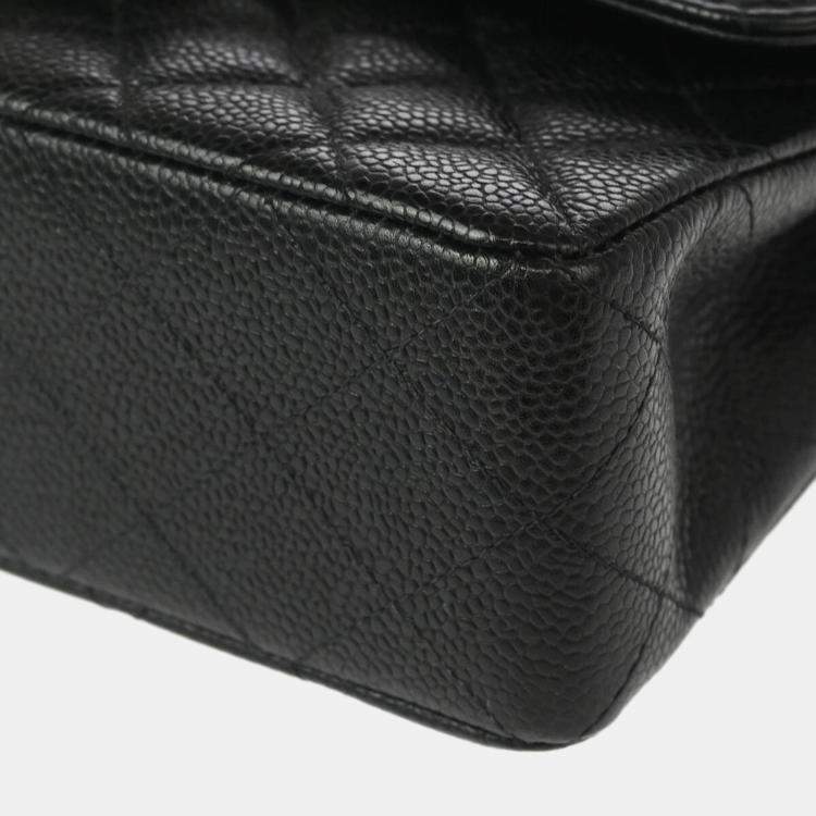 Pre Owned Chanel Black Calfskin Small Classic Double Flap Shoulder Bag