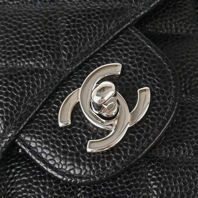 Pre Owned Chanel Black Calfskin Small Classic Double Flap Shoulder Bag