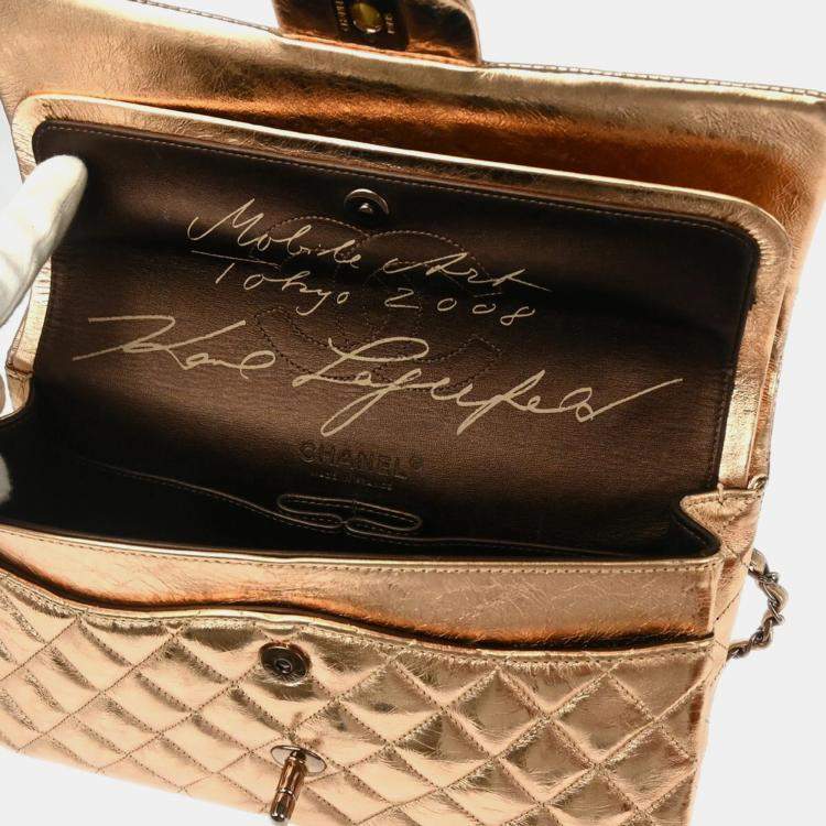 مملوكة مسبقًا Chanel Gold Metallic Lambskin Medium Classic Double Flap Shoulder Bag