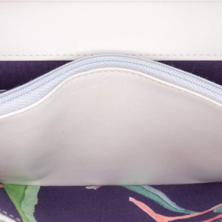 Pre Owned Chanel White CC Quilted Canvas Jungle Jeans Wallet on Chain