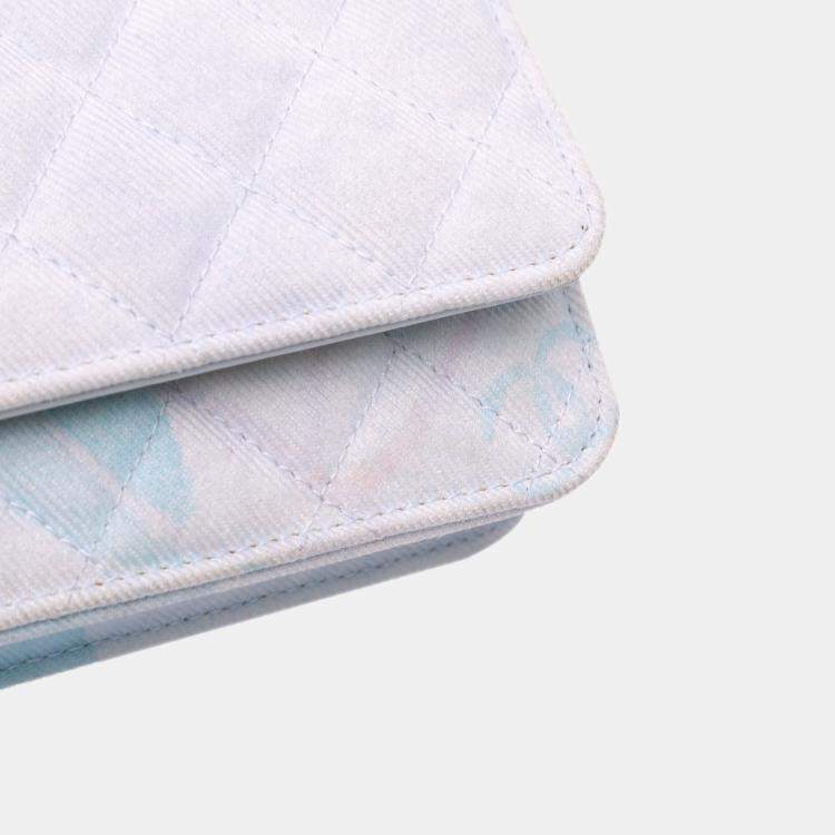 Pre Owned Chanel White CC Quilted Canvas Jungle Jeans Wallet on Chain