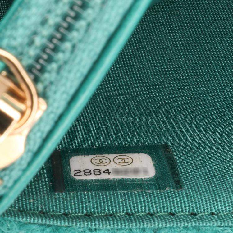 Pre Owned Chanel Green Tweed 19 Wallet On Chain