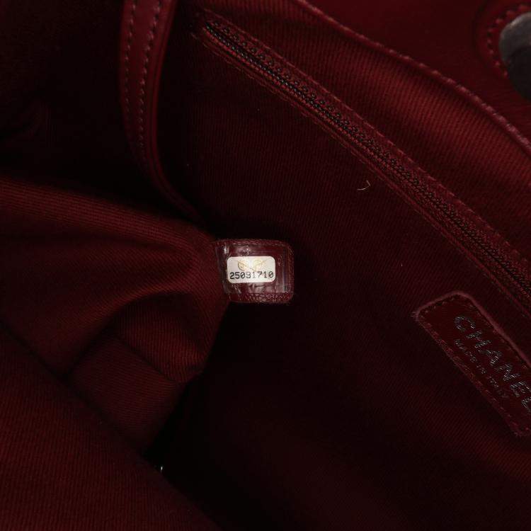 Pre Owned Chanel Burgundy Large Calfskin Coco Eyelets Shopping Tote